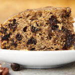 instant pot banana bread with chocolate chips on a plate