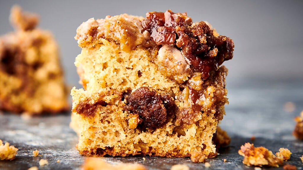 Cake Mix Coffee Cake with Streusel and Icing!