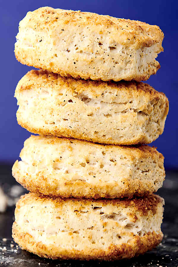 4 air fryer biscuits stacked