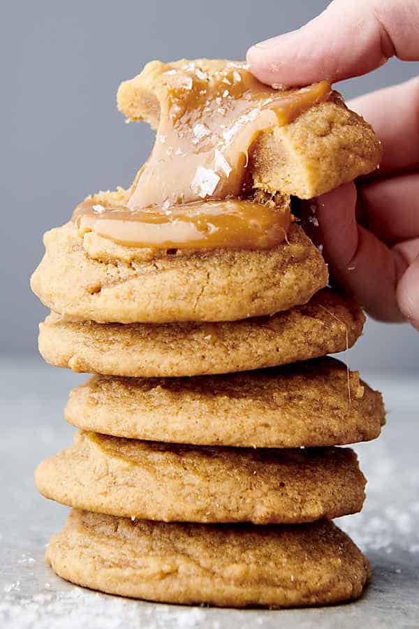 stack of caramel cookies