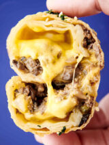 inside of a cheeseburger egg roll