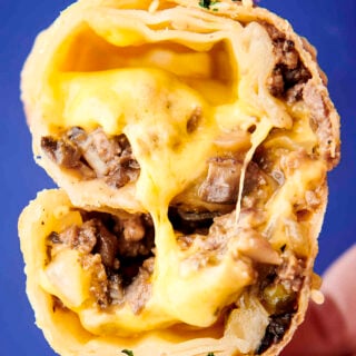 inside of a cheeseburger egg roll