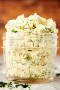 mason jar with herb butter