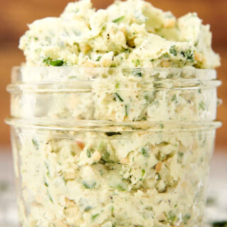 mason jar with herb butter