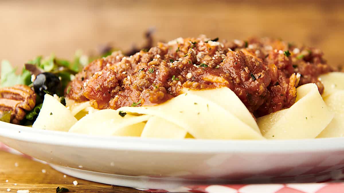 bolognese with pappardelle pasta