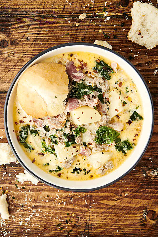 bowl of instant pot zuppa toscana soup