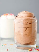 chocolate and vanilla frosting in a cup