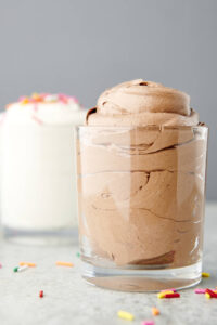 chocolate and vanilla frosting in a cup