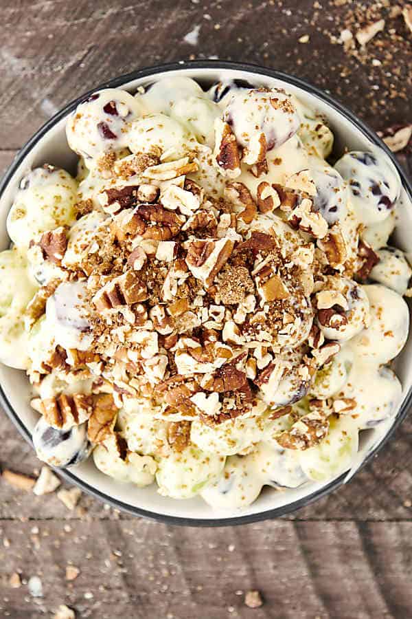 grape salad with pecan topping