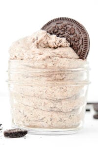 oreo frosting in a glass jar