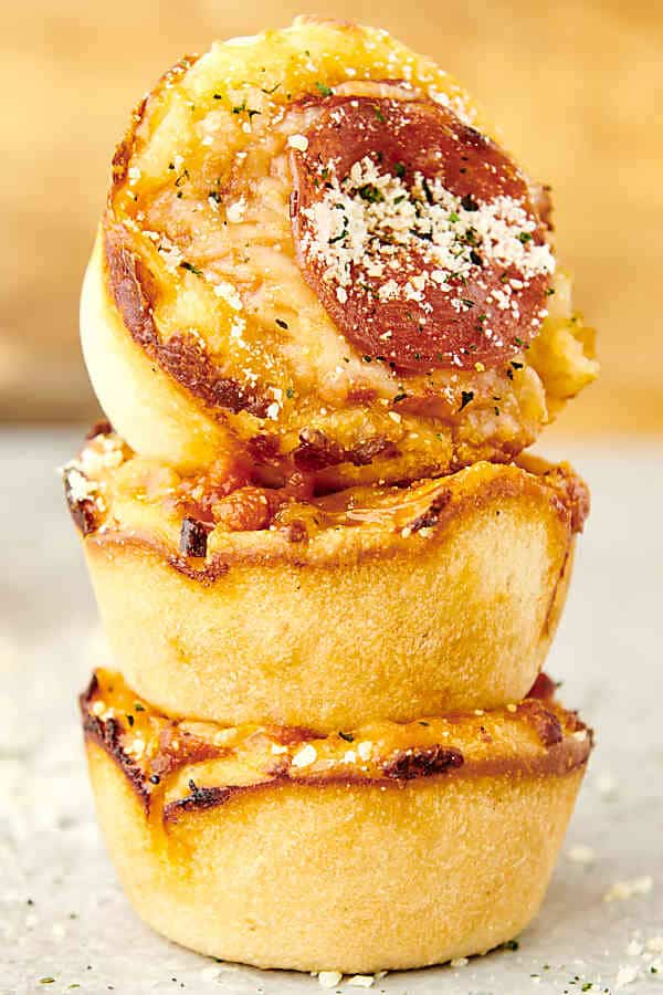 3 pizza cupcakes stacked