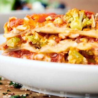 plate of diary free lasagna