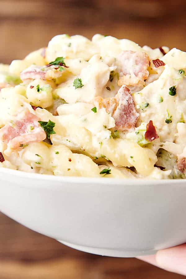 bowl of chicken bacon ranch pasta