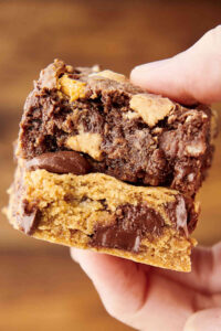 holding gold rush brownies