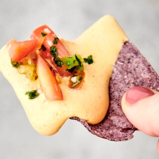 vegan queso on a chip