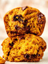 fluffy pumpkin chocolate chip muffins