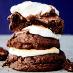 hot chocolate cookies with toasted marshmallows on top
