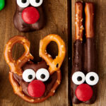 reindeer pretzels with rolos or hershey kisses