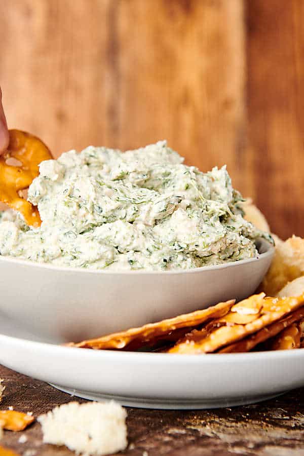 bowl of cold spinach dip