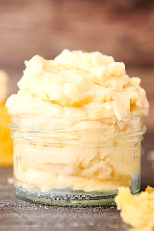 whipped honey butter in a jar