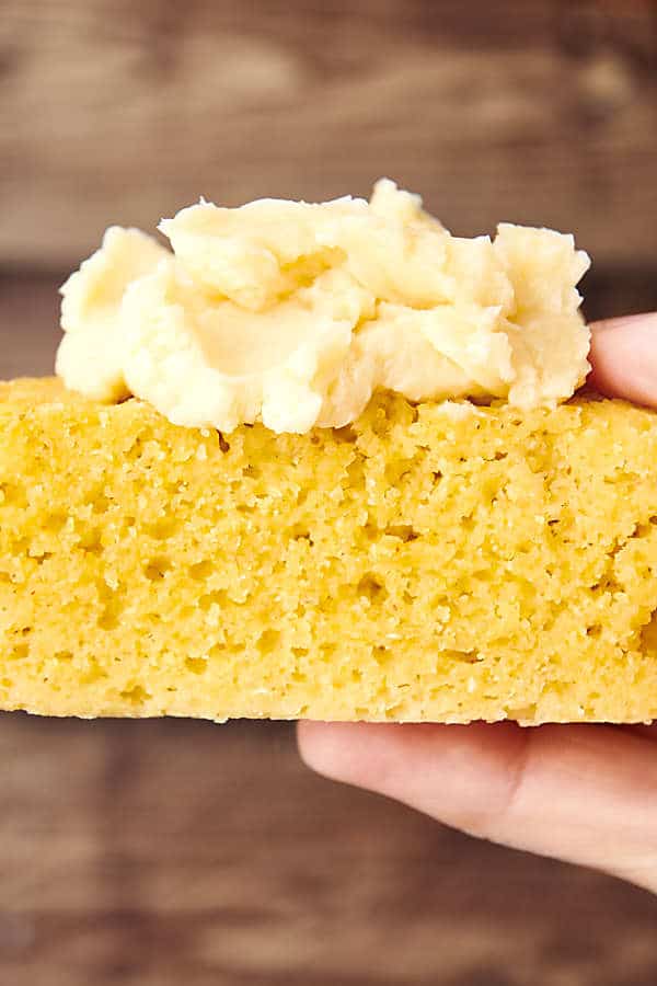 honey butter on a slice of cornbread