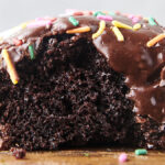 chocolate crazy cake with chocolate frosting
