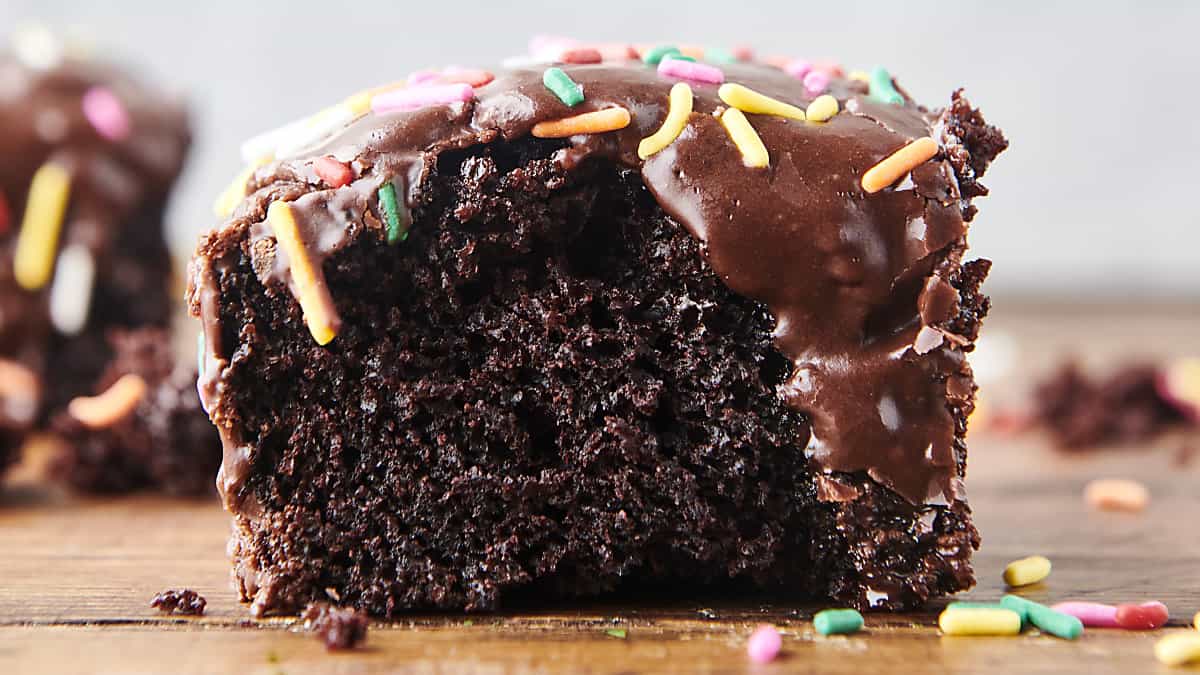 chocolate crazy cake with chocolate frosting