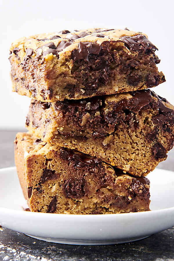 stack of chocolate chip cookie bars