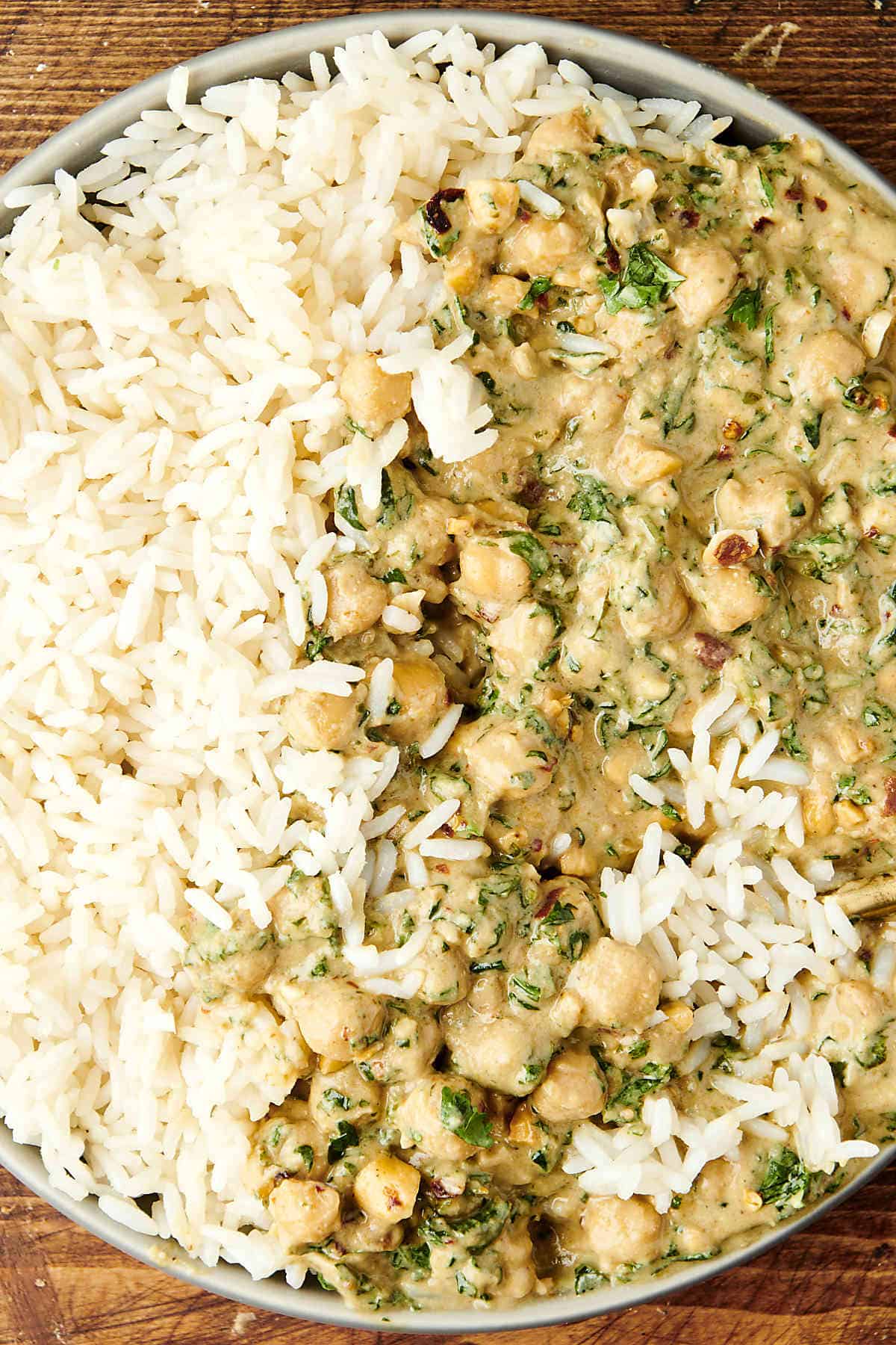 Chickpea and Spinach Curry - Thai Flavors with Coconut Milk