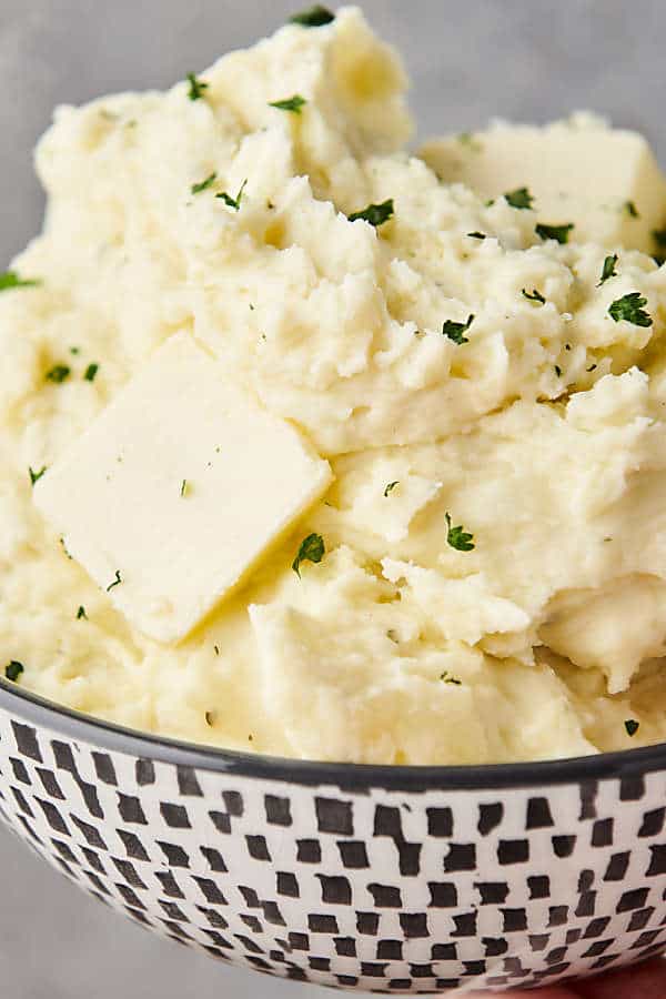 bowl of boursin mashed potatoes