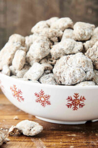 bowl of gingerbread puppy chow