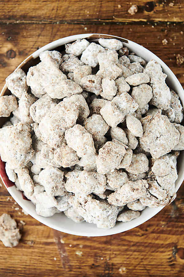 overhead of a bowl of nut-free puppy chow