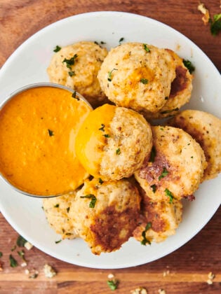 plate of baked chicken meatballs