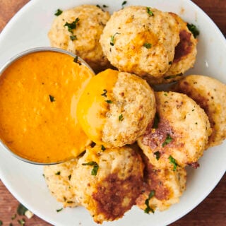 plate of baked chicken meatballs