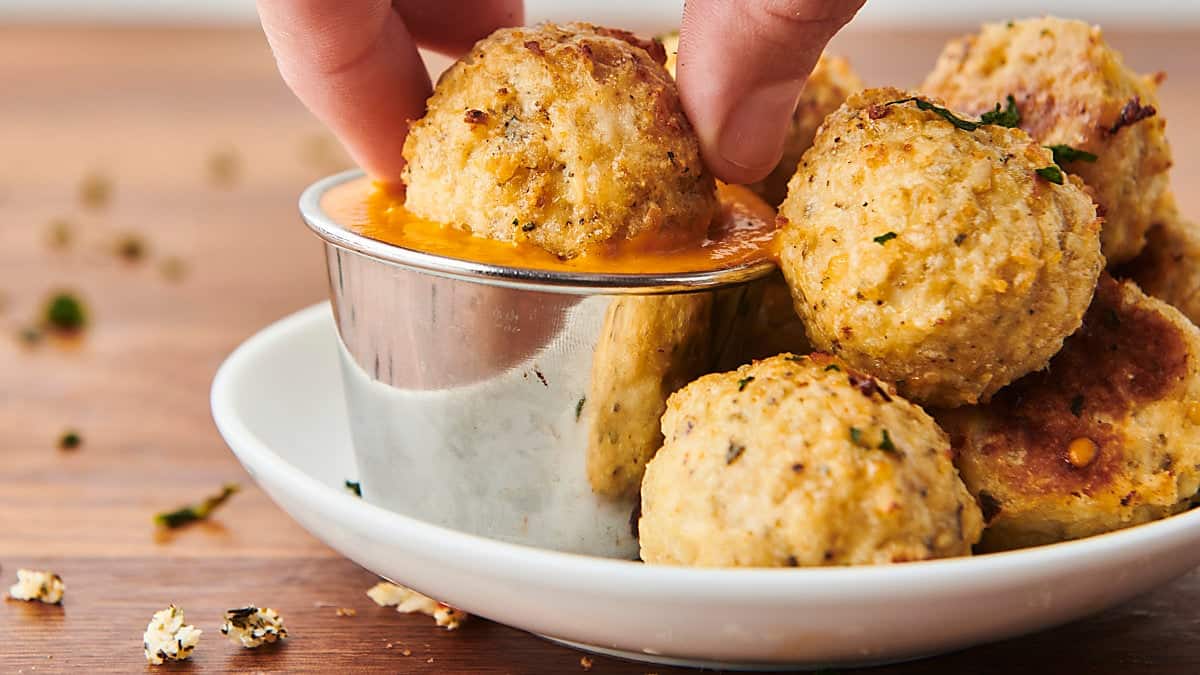 baked chicken meatballs with sauce