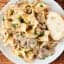 creamy egg noodle pasta with ground beef and mushrooms