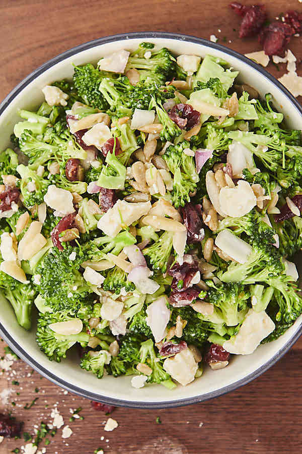 Bowl of healthy broccoli salad