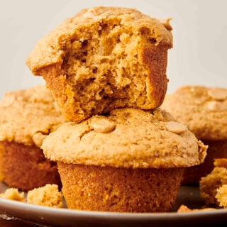 fluffy peanut butter muffins on a plate