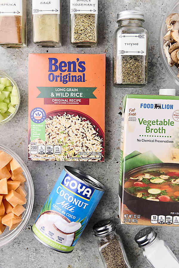 ingredients to make wild rice soup