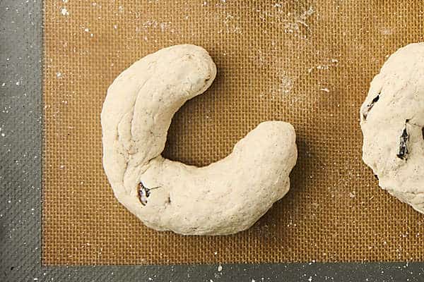 roll dough into a log to shape bagels