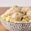 creamy swedish meatballs served with egg noodles in a bowl