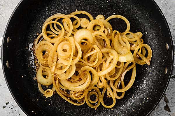 caramelized onions in a pan
