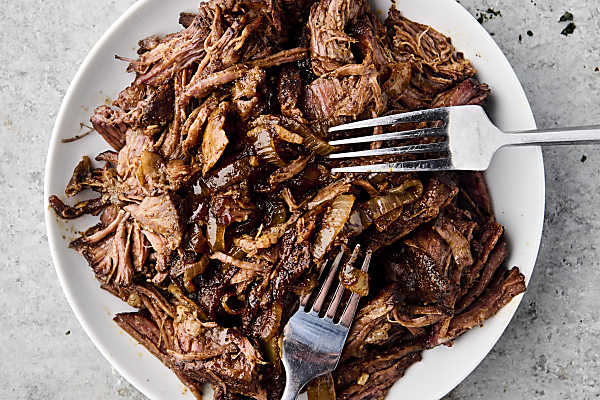 shredded beef on a plate