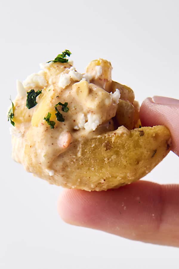 elote dip in a frito scoop