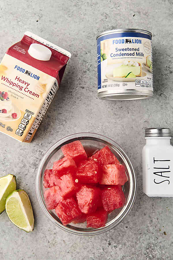 ingredients to make no churn watermelon sherbet