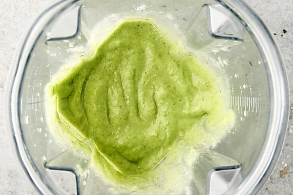 blended sauce ingredients in a blender