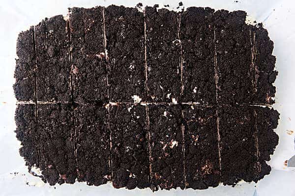 cookies and cream ice cream sandwiches cut into bars