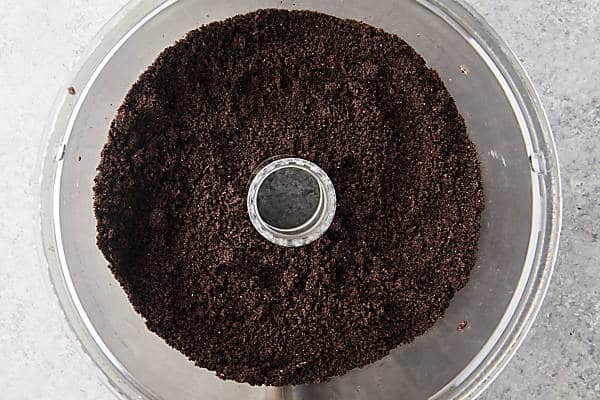 crushed oreos in a food processor