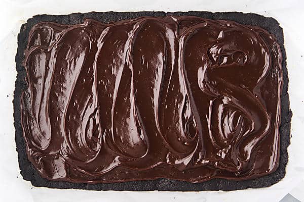 cookie crust topped with hot fudge