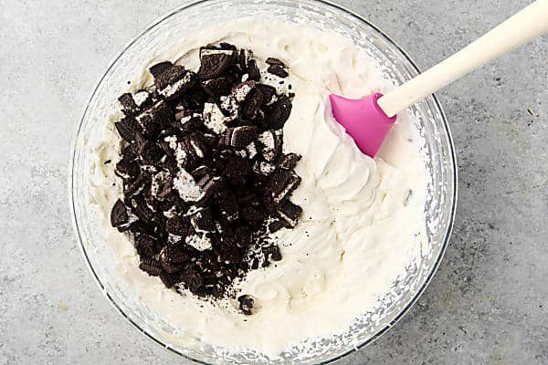 folding oreos into no churn ice cream base